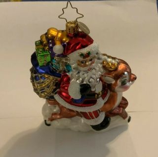 Christopher Radko Santa & Presents Christmas Ornament Pre - Owned No Tag,  No Box