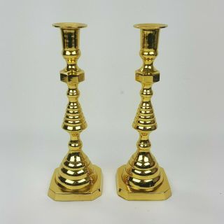 10 " Tall Polished Hampton Brass Beehive Candlesticks Candle Holders