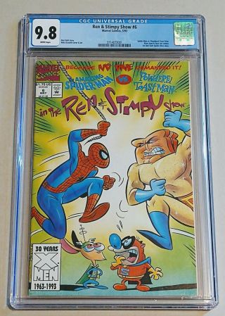 Ren And Stimpy Show 6 Cgc 9.  8 Nm/mt Spider - Man White Pages Marvel