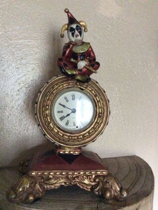 Cute Jester Clock Figurine With Clock.