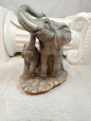 Masterpiece By Homco Elephant Mother & Calf Porcelain Hand Painted Collectable