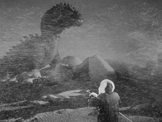 1953’s The Beast From 20,  000 Fathoms Pops Up In Snow Blizzard B/w 8x10 Scene