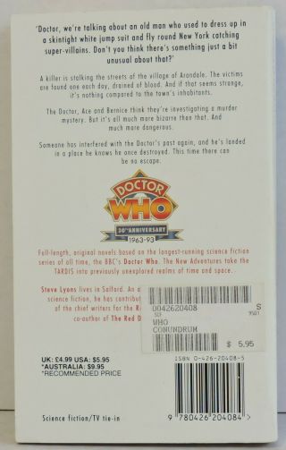 THE ADVENTURES OF DOCTOR WHO CONUNDRUM,  By Steve Lyon,  Paperback Book 1994 2
