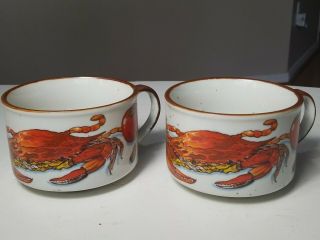 2 D.  H.  Holmes Crab Gumbo Soup Mugs