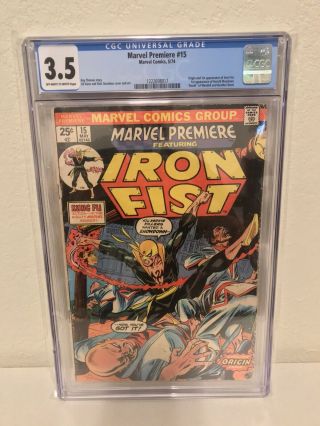 Marvel Premiere 15 Cgc 3.  5 Vg - Origin 1st Iron Fist Marvel Comics 1974
