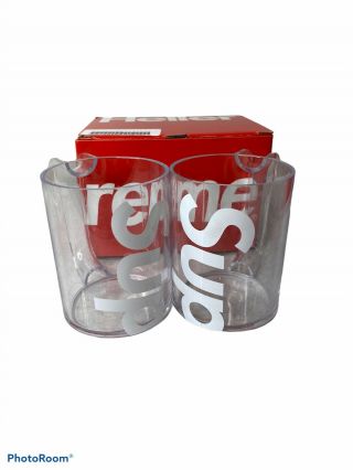 Supreme Heller Mugs (set Of 2) Clear Pre - Owned Coffee Mug Water Bottle