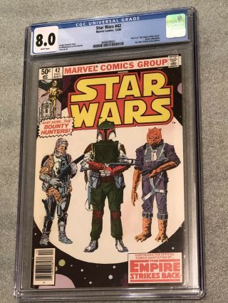 Marvel Comics Star Wars 42 Cgc 8.  0 Vf White Pages First Appearance Of Boba Fett