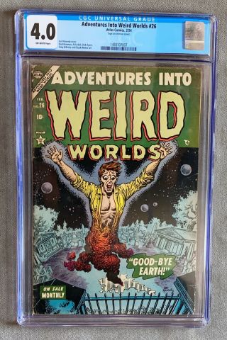 Adventures Into Weird Worlds 26 Cgc 4.  0 Atlas Comics Horror Maneely 1954