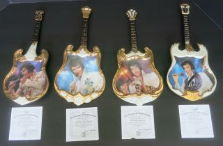 4 Pc Bradford Exchange Elvis Guitar Plates W/ 