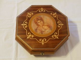 Swiss Made By Reuge Romance Octagone Wood Music Box - - Italy