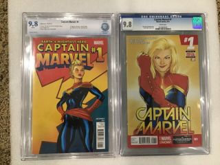 Captain Marvel 1 Cbcs 9.  8 (2012) & Captain Marvel 1 Cgc 9.  8 (2014)
