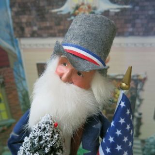 Byers Choice Uncle Sam Santa With 31 Star Flag Tree & Pouch 2008 Stars & Stripes