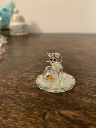 Swarovski Crystal Cat With Gold Fish In Bowl