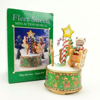 Vintage Enesco Music Box Jingle Bells Fleet Sweets Mini Action Musical