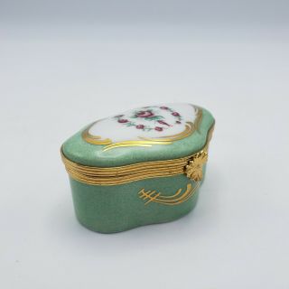 Vintage Artoria Limoges Handpainted Porcelain Floral Hinged Trinket Box
