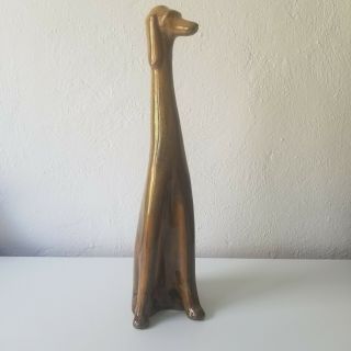 Art Deco Pottery Hound Dog Ceramic Elongated Tall Figurine 15 " Animal
