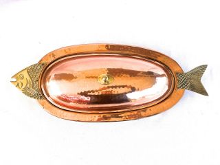 Vintage Copper/brass Fish Server W/ Lid