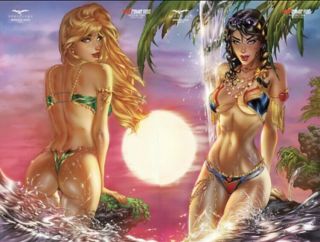 Grimm Fairy Tales 39 & Robyn Hood Justice 1 Connecting Cover Ebas Zenescope Nm