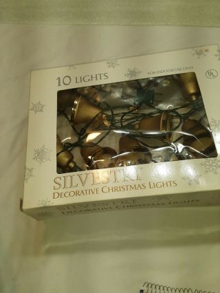 2 Boxes Of Vintage Silvestri Decorative Christmas Lights Gold Bells.  Read