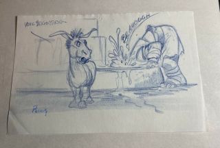 Mike Ploog Concept Art From " Shrek " Donkey Is Irritated By Shrek