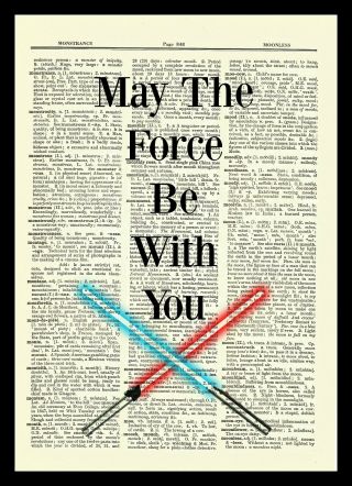Star Wars Dictionary Art Print Picture Poster May The Force Be With You Gift