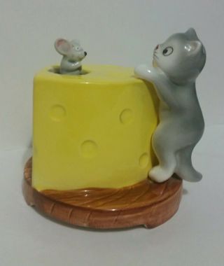 Vintage Otagiri Cat & Mouse Motion Spin Music Box I Will Wait For You 1979 Japan