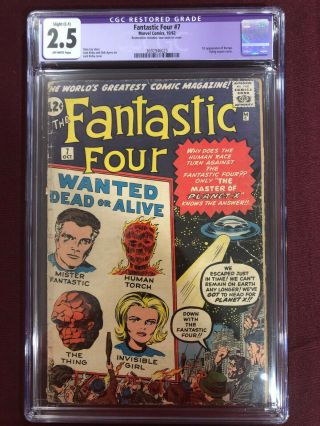 Fantastic Four 7 Cgc 2.  5 R 1962 Stan Lee Jack Kirby