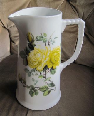 I.  Godinger & Co.  Yellow Roses Porcelain 10.  25 " Pitcher