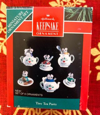 Hallmark Keepsake Tiny Tea Party Mice Miniatures Ornament 1991