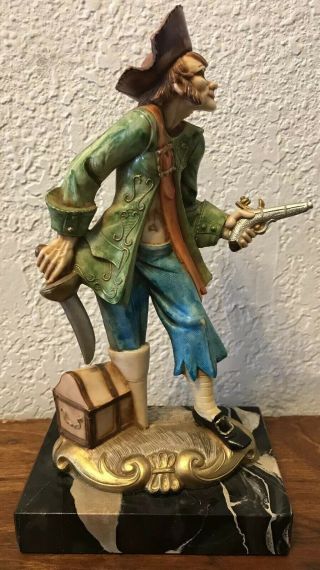 Vintage Fontanini Pirate Figurine On Made In Italy Carrara Marble