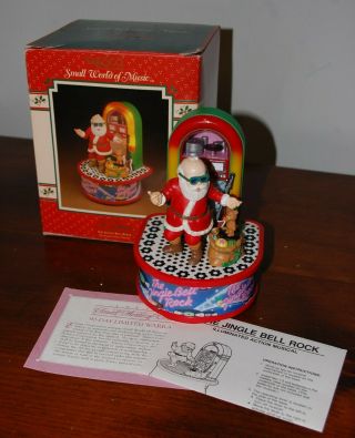 " Jingle Bell Rock " Santa Music Box Small World Of Music 1988 Enesco W/box