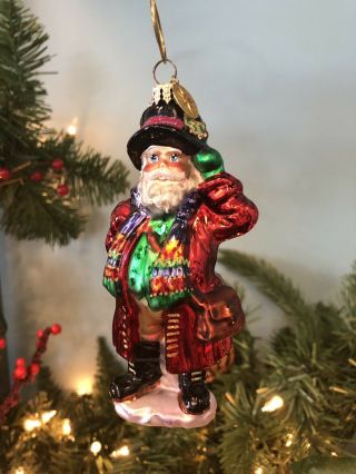 Christopher Radko St Nick Salute Blown Glass Ornament Santa Christmas 6” Tall