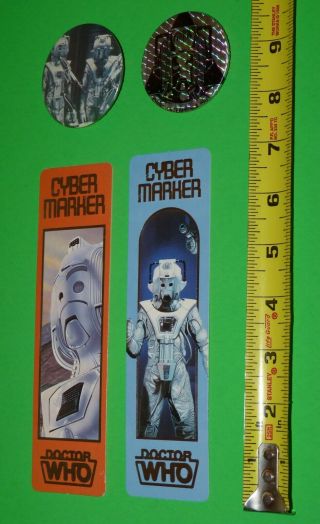 Old Vintage Cybermen Doctor Who Tv Badge Dr.  Who Bookmark Pins Book Mark Buttons