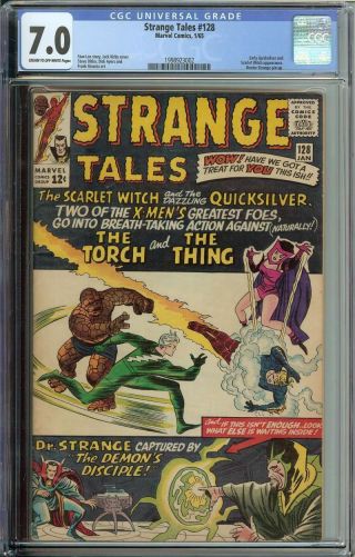 Strange Tales 128 Cgc 7.  0 Dr Strange Early App Scarlet Witch Quicksilver