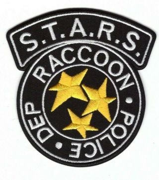 3.  5” Black Stars Raccoon Police Biohazard Resident Evil Costume Jacket Patch