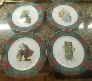4 Vintage Norman Rockwell Christmas Scene Collector Plates 10.  5 "