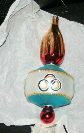 Radko Eternal Flame 96 - 258 - 0 Olympic Torch Huge Ornament Glass Blown