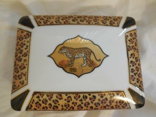 Rare Lynn Chase Jaguar Jungle Porcelain Card Box Gold Trim