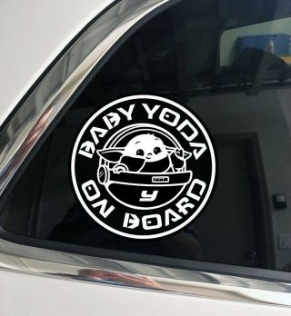 Baby Yoda On Board Vinyl Decal Car Sticker,  Star Wars,  The Mandalorian