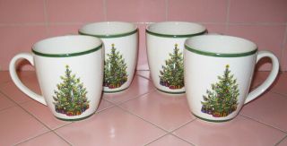 4 Coffee Mugs Traditions Holiday Celebration By Christopher Radko Christmas Tree