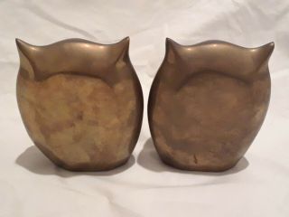 Solid Brass Owl Bookends VINTAGE Mid Century Modern Owls BIG EYES 3