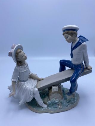 Lladro " See - Saw " Figure Boy And Girl On See - Saw 1255