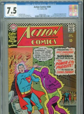 1966 Dc Action Comics 340 1st Appearance Parasite Cgc 7.  5 White Box1