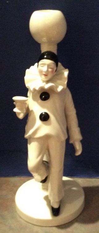 Pierrot Vintage Taste Setter Sigma Harlequin Clown Ceramic Candle Holder