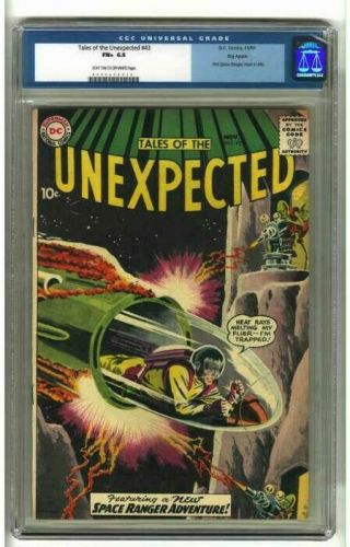 Tales Of The Unexpected 43 Dc,  1959 Cgc Fn,  6.  5 1st Space Ranger Cover Pedigree
