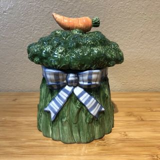 Fitz And Floyd Classic Broccoli Canister Kitchen Decor Cookie Jar