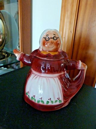 Vintage “mrs.  Mistletoe” Tea Pot By Tony Wood Staffordshire England - Christmas