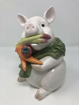 Fitz & Floyd 1993 French Market Pig W/ Vegetables Utensil Holder Full Body Rare