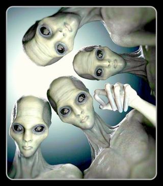 4.  25 " Creepy Gray Aliens Vinyl Sticker.  Alien,  Ufo,  Area 51 Decal For Laptop.