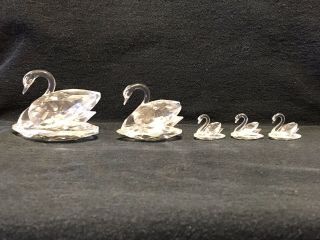 Vintage Swarovski Crystal Swan Family - Set Of Five